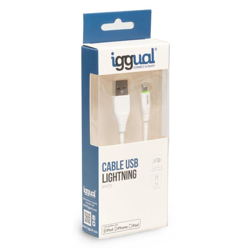 iggual cable USB-A/Lightning 100 cm blanco