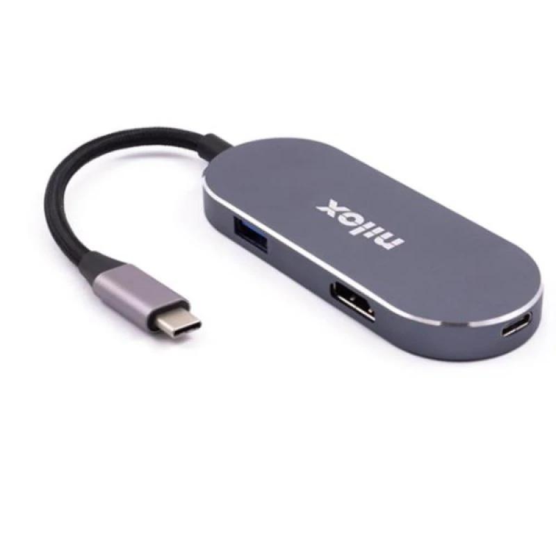 Nilox Mini dockstion usb-c HDMI, 5 EN 1, Plata