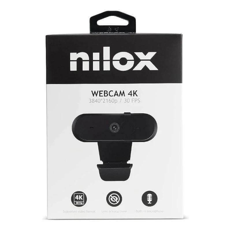 Nilox Webcam 4k, Enfoque Auto Negro