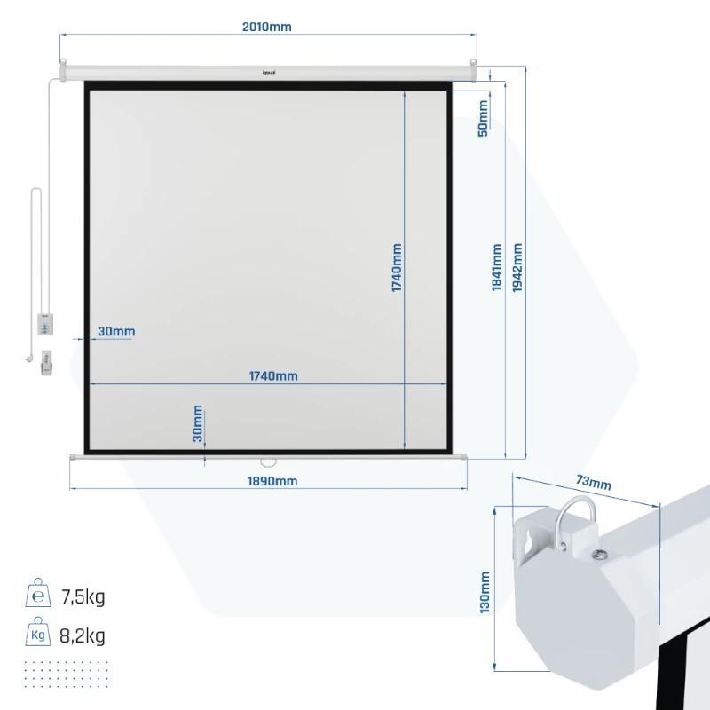 iggual Pantalla eléctrica 4:3 100" 180x180 cm