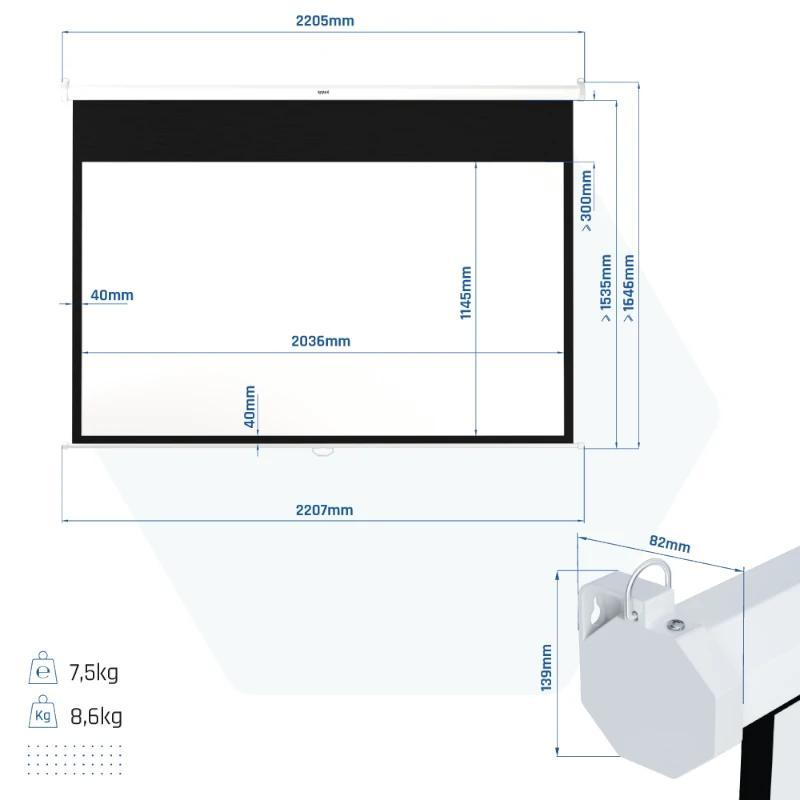 iggual Pantalla manual 16:9 92" 203x114 cm