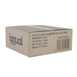 iggual Caja 50 rollos papel térmico 80x80x13 mm
