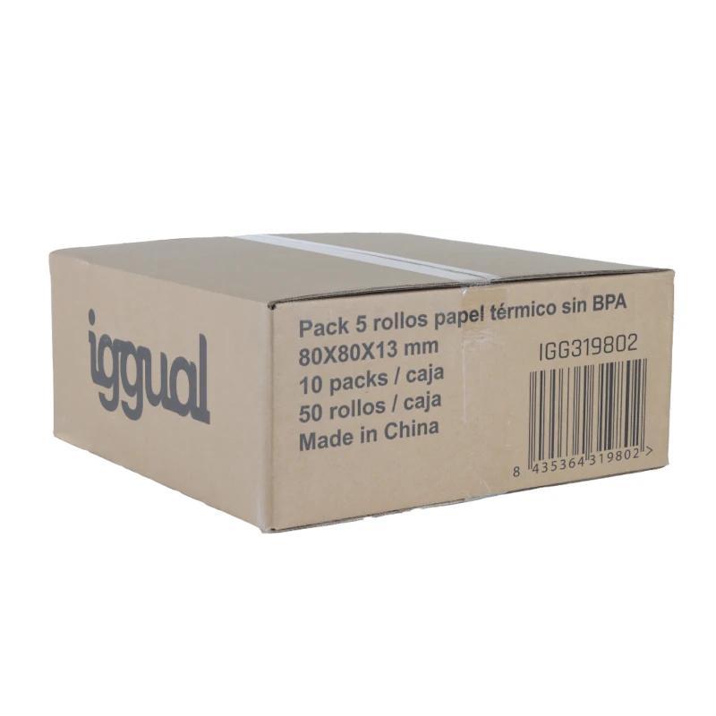 iggual Caja 50 rollos papel térmico 80x80x13 mm iggual Caja 50 rollos papel térmico 80x80x13 mm