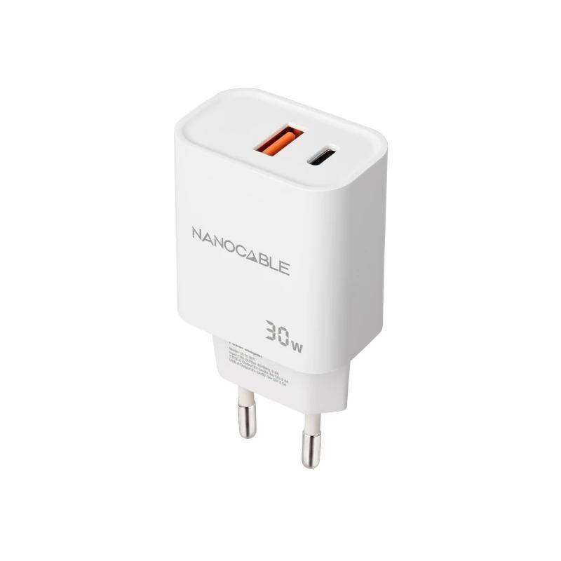 Nanocable Cargador USB-C/PD+USB-A/QC 30W Blanco