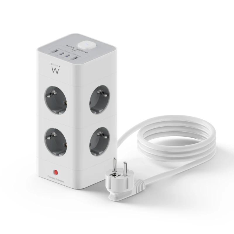 Ewent EW3864 Regleta 8 Tomas SHUCKO +2USB-A+2USB-C Ewent EW3864 Regleta 8 Tomas SHUCKO +2USB-A+2USB-C