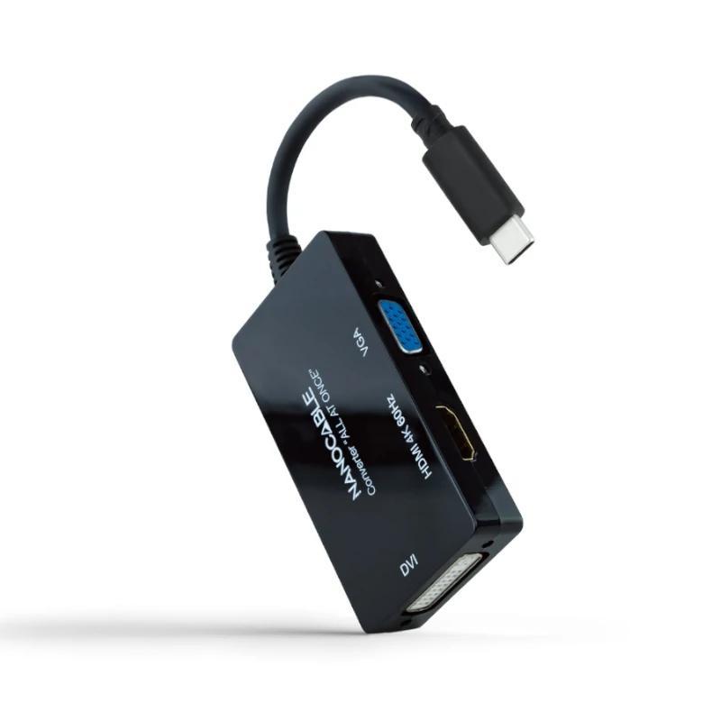 Nanocable Conversor USB-C a HDMI/DVI/VGA 20 cm