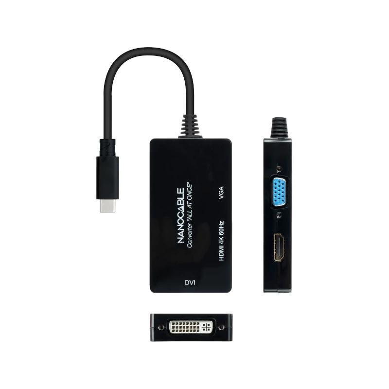 Nanocable Conversor USB-C a HDMI/DVI/VGA 20 cm