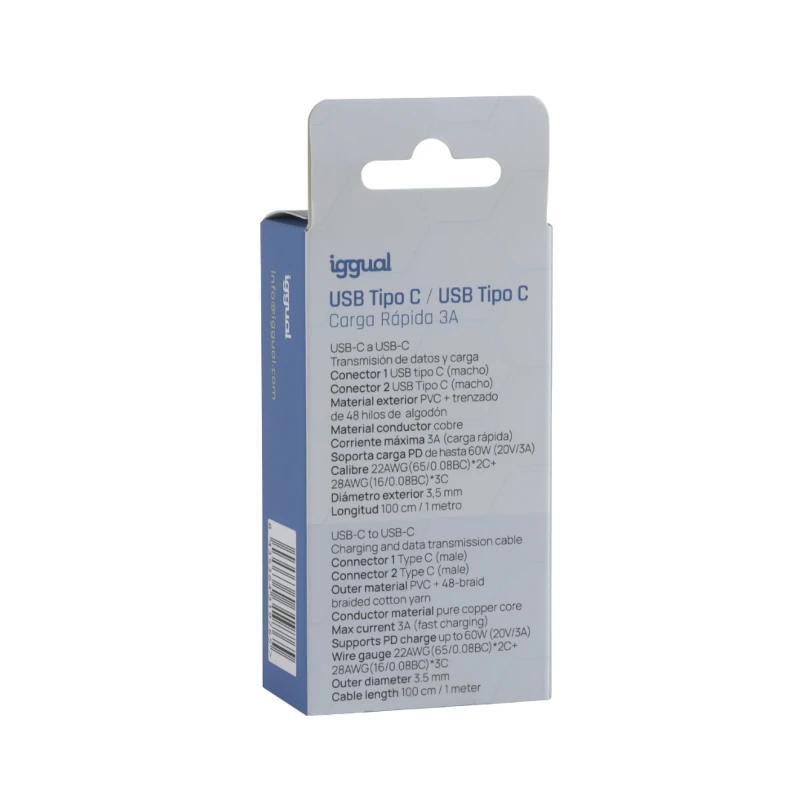 iggual Cable USB-C a tipo C 60W 3A 100 cm trenzado iggual Cable USB-C a tipo C 60W 3A 100 cm trenzado