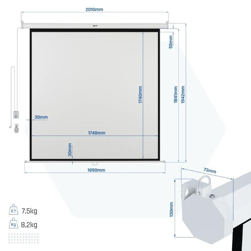iggual Pantalla eléctrica 4:3 100" 180x180 cm iggual Pantalla eléctrica 4:3 100" 180x180 cm