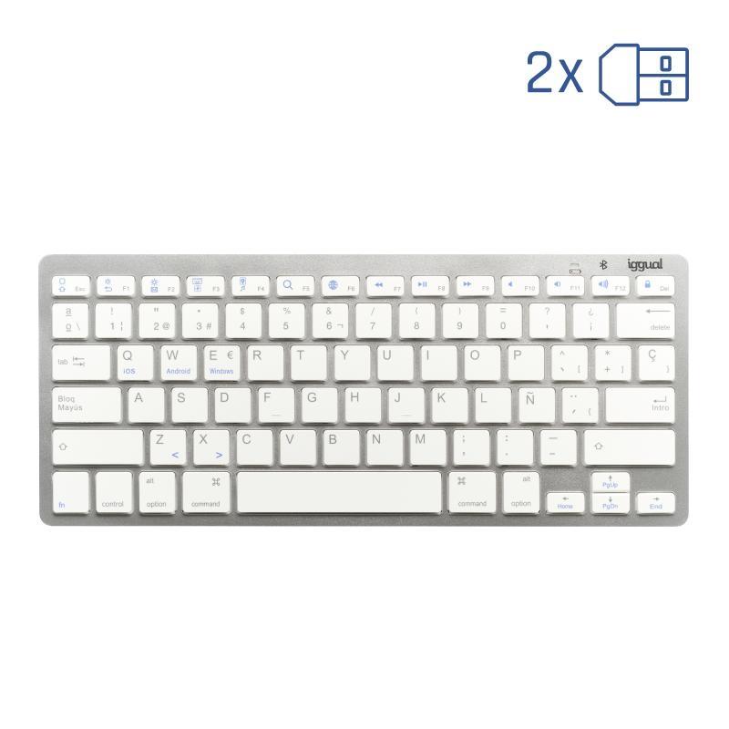 iggual Teclado Bluetooth Slim TKL-BT plata 2 canal