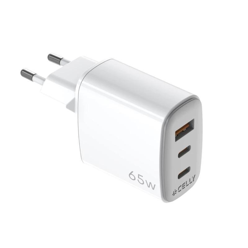 Celly Cargador Gan 1Usb 2Usb-C 65w WH Celly Cargador Gan 1Usb 2Usb-C 65w WH