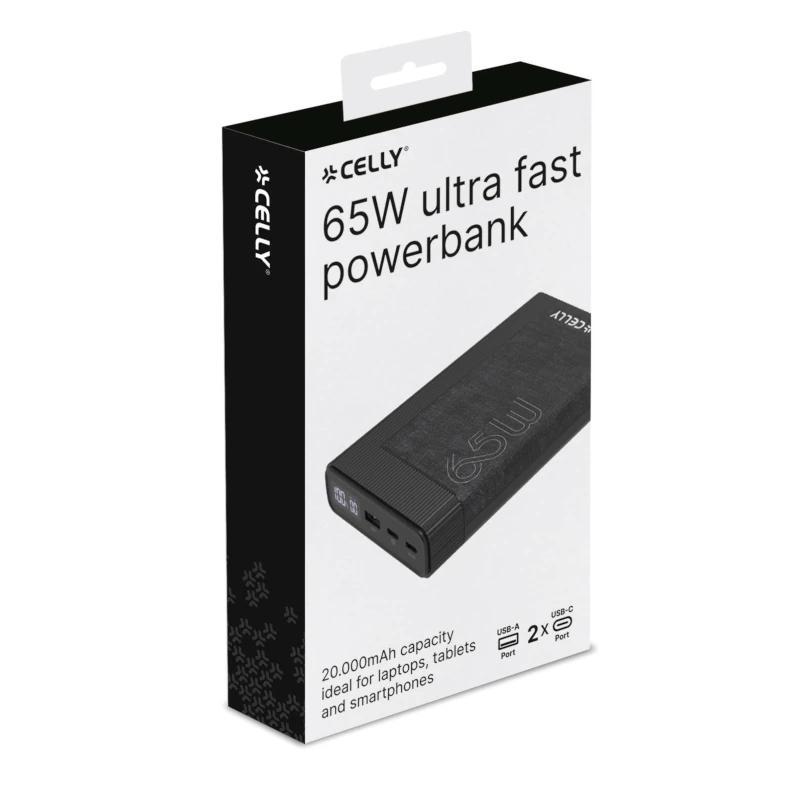 Celly Powerbank PD65W 20000 mAh 65w EVO Negra Celly Powerbank PD65W 20000 mAh 65w EVO Negra