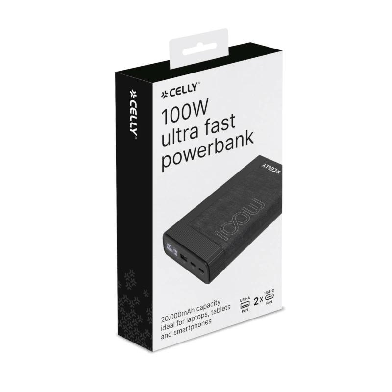 Celly Powerbank PD100W 20000 mAh 100w EVO Negra Celly Powerbank PD100W 20000 mAh 100w EVO Negra