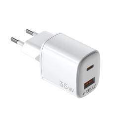 Celly Cargador Gan  1USB 1USBC 35w WH