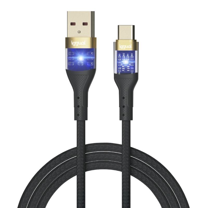 iggual Cable USB-A a tipo C 3A 100 cm trenzado LED iggual Cable USB-A a tipo C 3A 100 cm trenzado LED