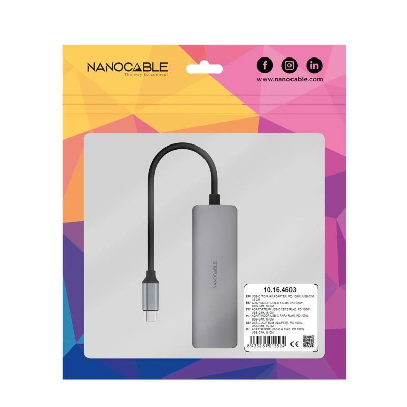 Nanocable Conversor USB-C Ethernet carga PD Nanocable Conversor USB-C Ethernet carga PD