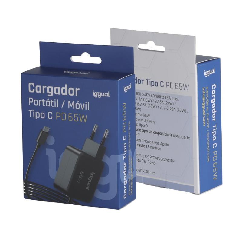 iggual Cargador portátil y móvil tipo C PD 65W iggual Cargador portátil y móvil tipo C PD 65W