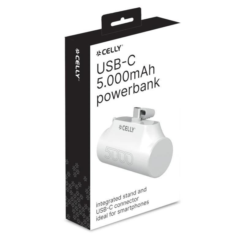 Celly Powerbank Compacta Usb-C 5000 mAh Blanca Celly Powerbank Compacta Usb-C 5000 mAh Blanca