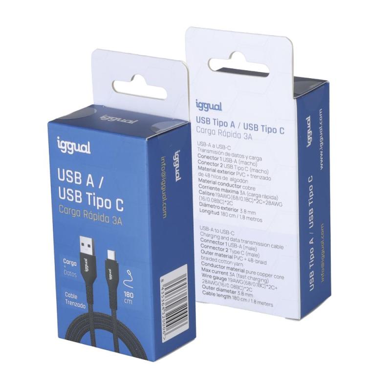 iggual Cable USB-A a tipo C 3A 180 cm trenzado iggual Cable USB-A a tipo C 3A 180 cm trenzado