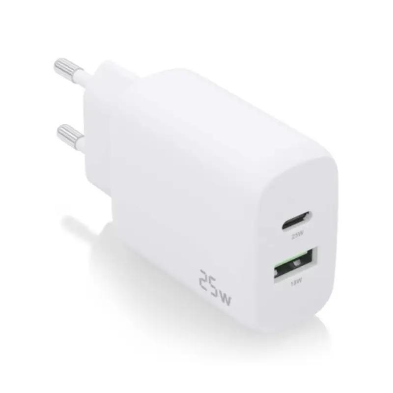 Aisens Cargador USB-C PD3.0 USB-A QC3.0 25W Blanco Aisens Cargador USB-C PD3.0 USB-A QC3.0 25W Blanco