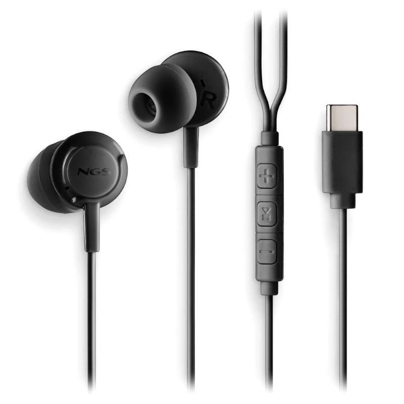 NGS Auricular Negro Estéreo USB-C Con Cable NGS Auricular Negro Estéreo USB-C Con Cable