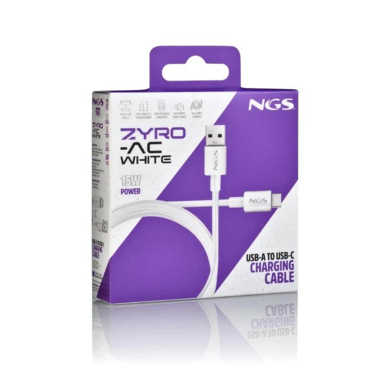 NGS CABLE CARGA RAPIDA USB-A A USB-C 1M BLANCO