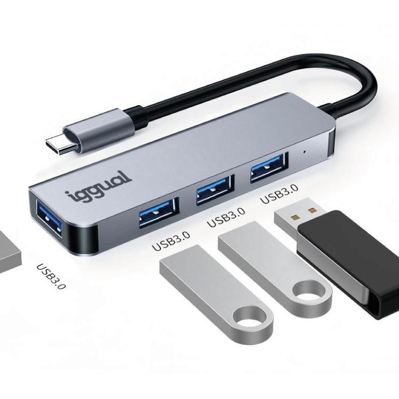 iggual Hub USB 3.0 tipo C x 4 puertos USB-A 3.0