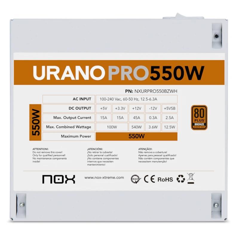 NOX Fuente ATX Urano PRO 550W Bronze Blanco