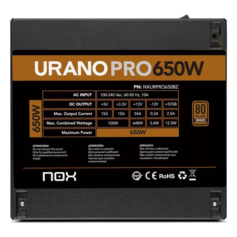 NOX  Fuente ATX Urano PRO 650W Bronze
