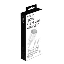 Celly Cargador Gan  1C 20w+ C A Light + Cable