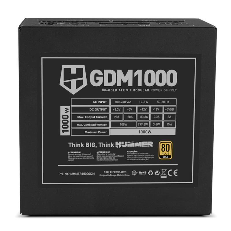 NOX HUMMER GDM1000W Fuente modular ATX3.1 80+GOLD