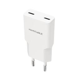 Nanocable Cargador 2xUSB-C/PD 20W  Blanco