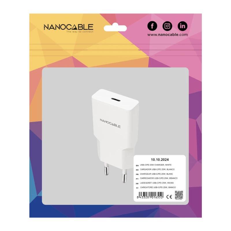 Nanocable Cargador USB-C/PD 25W   Blanco