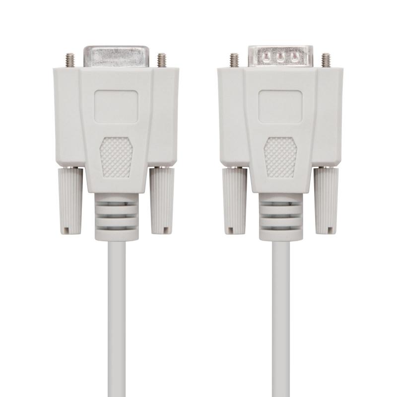 Nanocable Cable Serie RS232, DB9 M-H, Beige, 1.8m