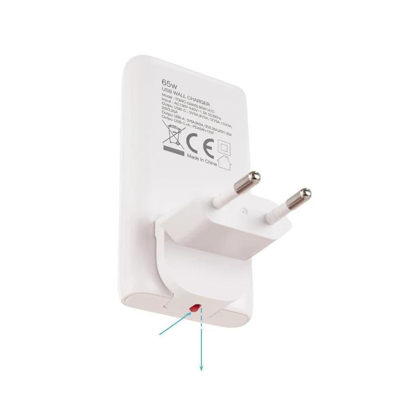 Tooq Cargador pared GAN USB-C/PD + USB-A/QC 65W
