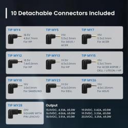 EWENT Cargador Auto. Univer Notebook 65W 10 Puntas