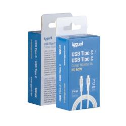 iggual Cable USB-C/USB-C 100 cm blanco Q3.0 3A 60W
