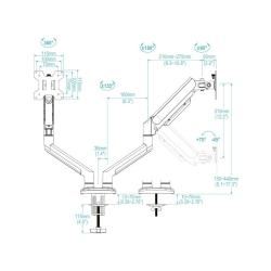 Tooq Soporte mesa DB1334TNR-W 2 brazo 13-34 Blanco