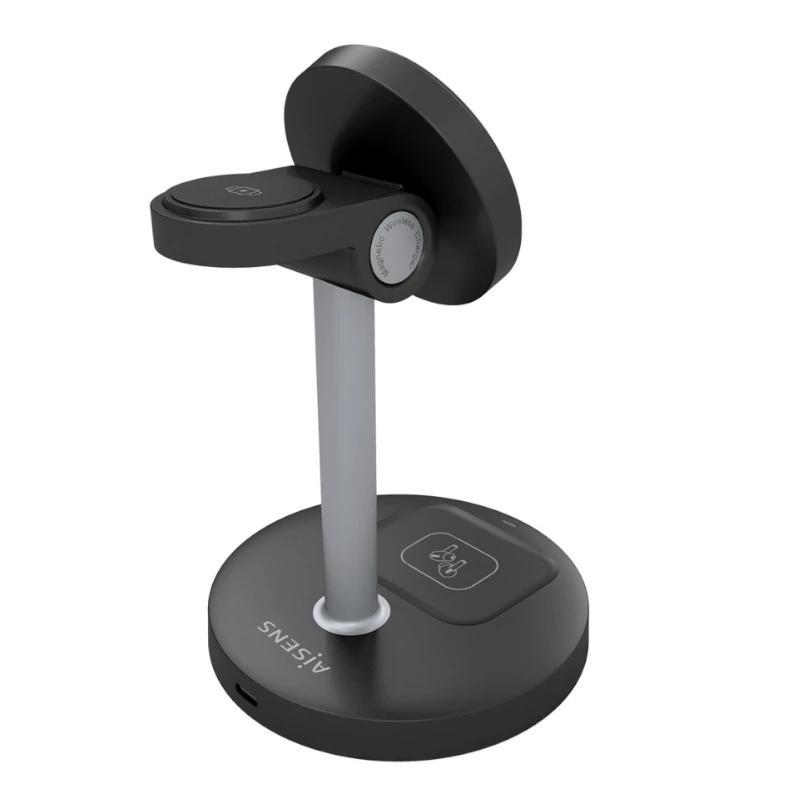 Aisens Cargador Inalámbrico USBC 15W 3 en 1 Negro