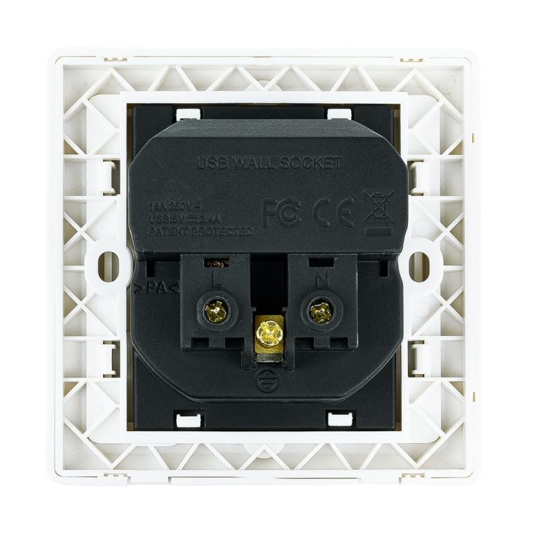 Nanocable Base de enchufe pared schuko+2USB 2.4A