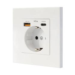 Nanocable Base Pared toma SCHUKO 2USB-C PD20W