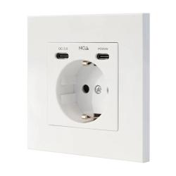 Nanocable Base Pared toma SCHUKO 2USB Max .2.4A