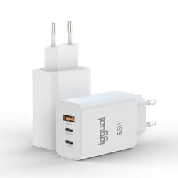 iggual Cargador triple USB-A + 2 x tipo C GaN 65W