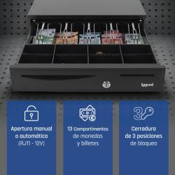 iggual Cajón Portamonedas IRON-50 42cm 5+8 negro