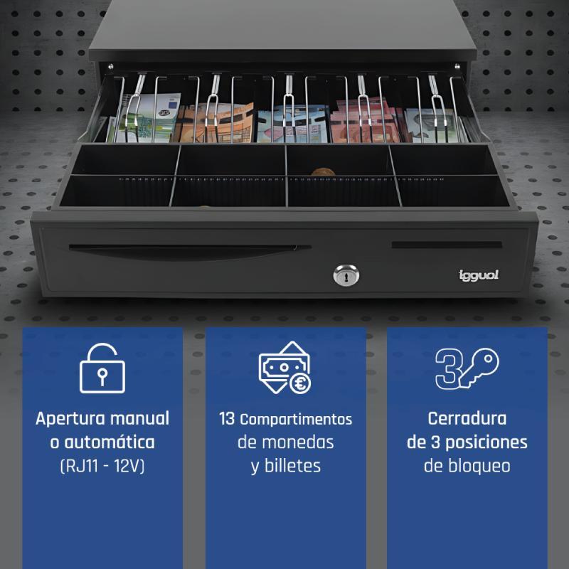 iggual Cajón Portamonedas IRON-50 42cm 5+8 negro