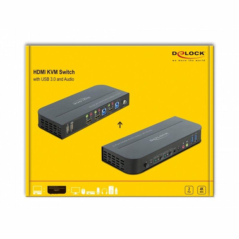 Delock Conmutador 2x HDMI KVM 4K 60 Hz con USB 3.0