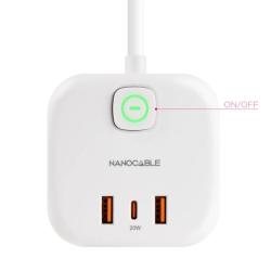 Nanocable Base de enchufe con 3 USB c/ interruptor