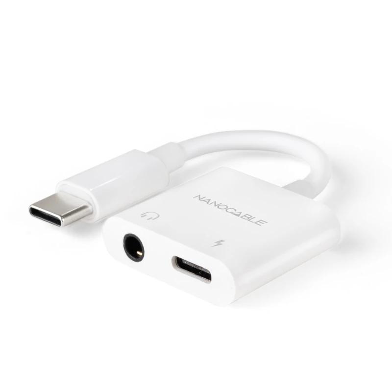 Nanocable Adaptador USB-C a Jack+USB-C/H PD 60W