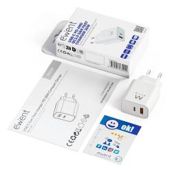 EWENT EW1318 Cargador rápido USB-C PD 20W USB-A QC