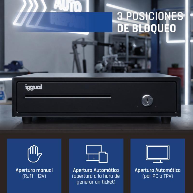 iggual Cajón Portamonedas IRON-15 37cm 4+8 negro